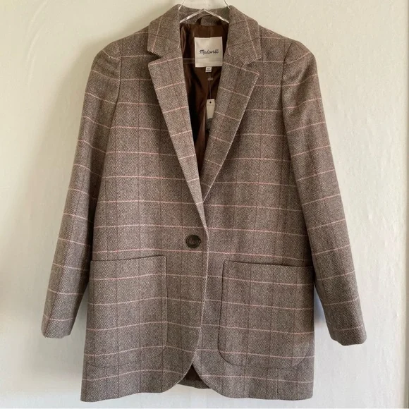 Madewell Larsen Blazer in Brown Plaid Size XXS
